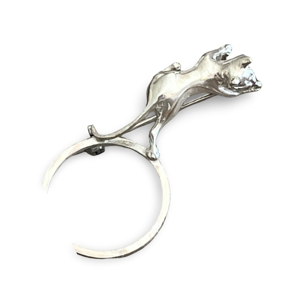 Vintage Sterling Solver REO Kitten Cat Eyeglass Holder Brooch